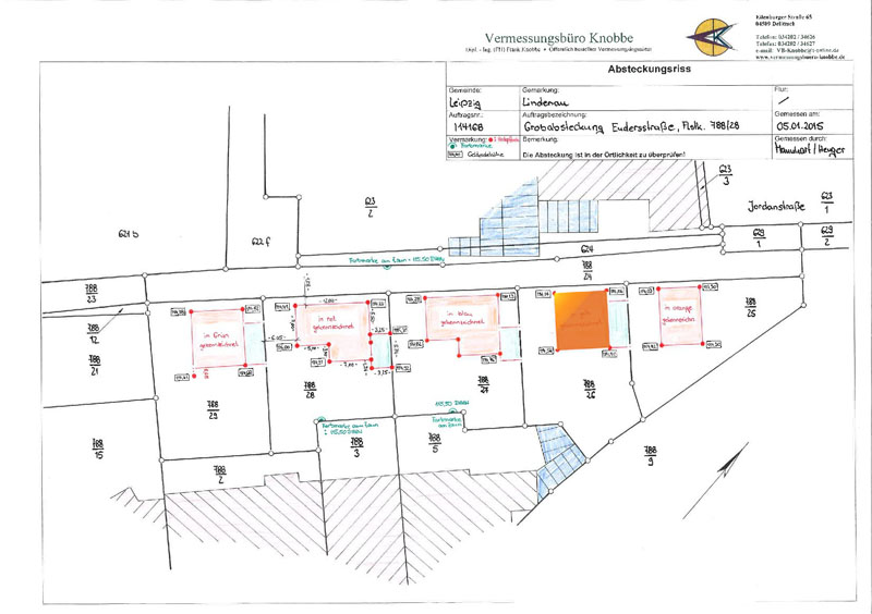 Übersichtsplan der Bebauung - Strohballenhaus gelb unterlegt (Quelle: Büro Frank Knobbe, Delitzsch)