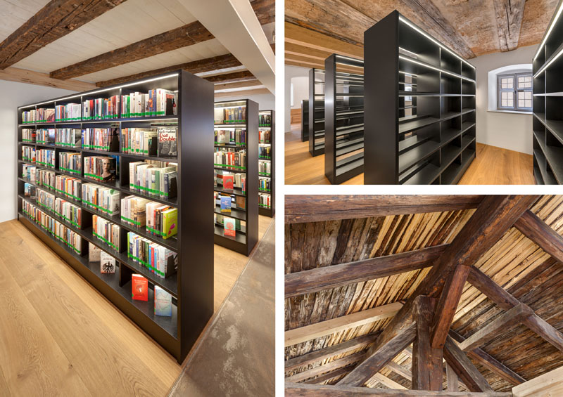 Bücherei - historischer Dachstuhl (Quelle: KÜHNLEIN Architektur/Erich Spahn)