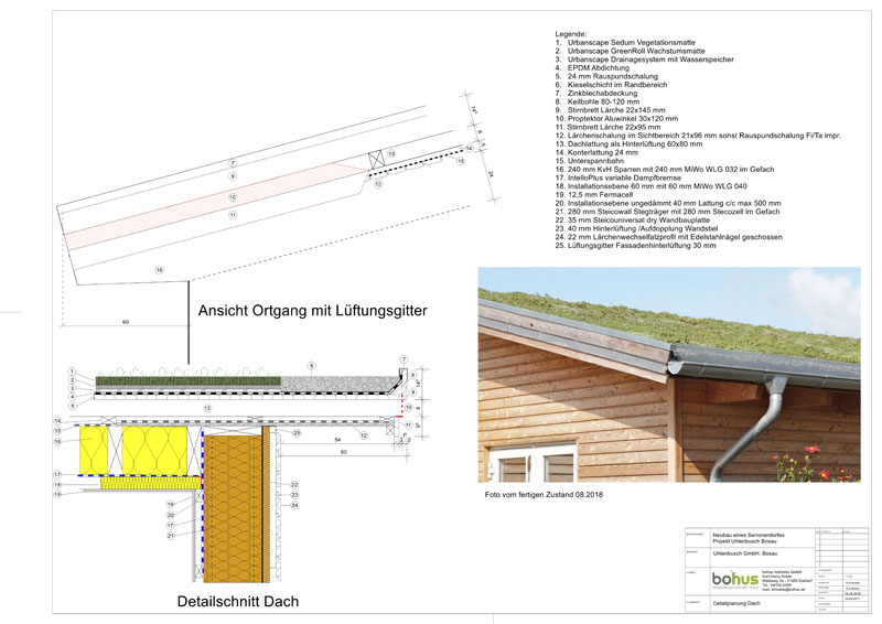 Detail der Dachkonstruktion-Bedachung beim Seniorendorf Uhlenbusch (Quelle: bohus Vertriebs GmbH -Karl-Heinz Nolde)