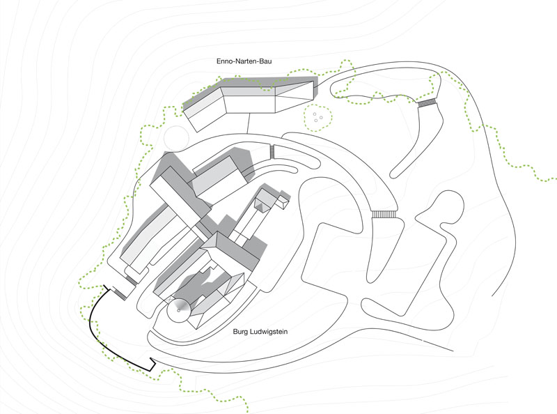 Lageplan des Burgensembles mit Erweiterungsbau (Quelle: LOMA)
